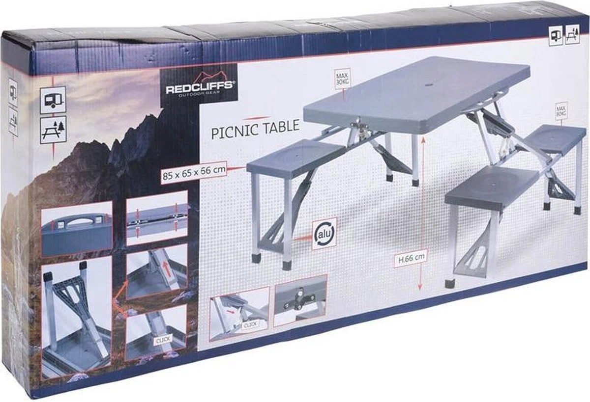 Opvouwbare Picknicktafel - Redcliffs Outdoor Gear 4 Opvouwbare Picknicktafel - Redcliffs Outdoor Gear - Afbeelding 2
