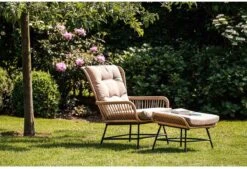 BUITEN Living Dex Wicker Loungestoel Tuin Incl. Wicker Voetenbank | Wicker + Aluminium | Bamboe Antraciet -Tuinmeubelen Winkel 1200x820 2