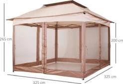 Outsunny Paviljoen Met Zijwanden Partytent Tuintent Popup 3,25 X 3,25 M Khaki 840-166 -Tuinmeubelen Winkel 1200x820 7
