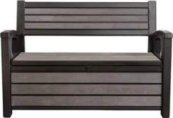 Keter - Hudson Bench Box - 2-zits Bank - Opbergbox - Hout Look & Feel - 227L - 138x63x89cm - Antraciet 24 Keter - Hudson Bench Box - 2-zits Bank - Opbergbox - Hout Look & Feel - 227L - 138x63x89cm - Antraciet -Tuinmeubelen Winkel 1200x822