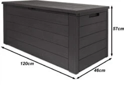 Merkloos Woody Tuin Opbergbox - 324 Liter 45x120x60 Cm - Tuinkussenbox - Antraciet/bruin -Tuinmeubelen Winkel 1200x826 1