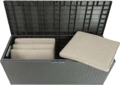 Verrijdbare Tuinkussen Opbergbox - Rattan Look - Zwart - 350 Liter -Tuinmeubelen Winkel 1200x850