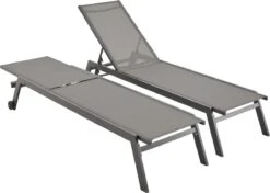 ELSA - Set Van 2 Ligstoelen Van Aluminium En Textileen, Ligbed Multipositioneel Met Wieltjes, Kleur Antraciet/donkergrijs -Tuinmeubelen Winkel 1200x854 4