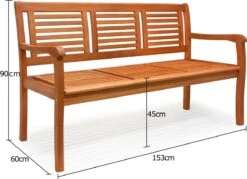 Casaria Tuinbank - FSC®-Gecertificeerd Eucalyptushout - 153cm Bruin -Tuinmeubelen Winkel 1200x872