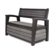 Keter - Hudson Bench Box - 2-zits Bank - Opbergbox - Hout Look & Feel - 227L - 138x63x89cm - Antraciet -Tuinmeubelen Winkel 1200x873