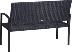 Outsunny Polyrotan Tuinbank 2-zits Parkbank Bank Staal Zwart 867-022 -Tuinmeubelen Winkel 1200x874