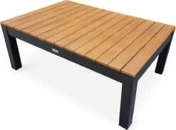 Loungeset 5 Plaatsen Van Aluminium En Eucalyptus – NAZCA – Antraciet Structuur, Lichtgrijs Kussens -Tuinmeubelen Winkel 1200x885 1