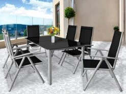 Casaria Alumunium Tuinset Bern - 6 Stoelen + 1 Tafel – Zilver -Tuinmeubelen Winkel 1200x890 4
