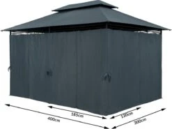 Casaria Paviljoen Topas 3x4m - UV-bescherming 50+ - Antraciet -Tuinmeubelen Winkel 1200x898 3