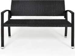 Casaria Polyrattan Tuinbank – 2 Zits UV-bestendig - Zwart -Tuinmeubelen Winkel 1200x901 2