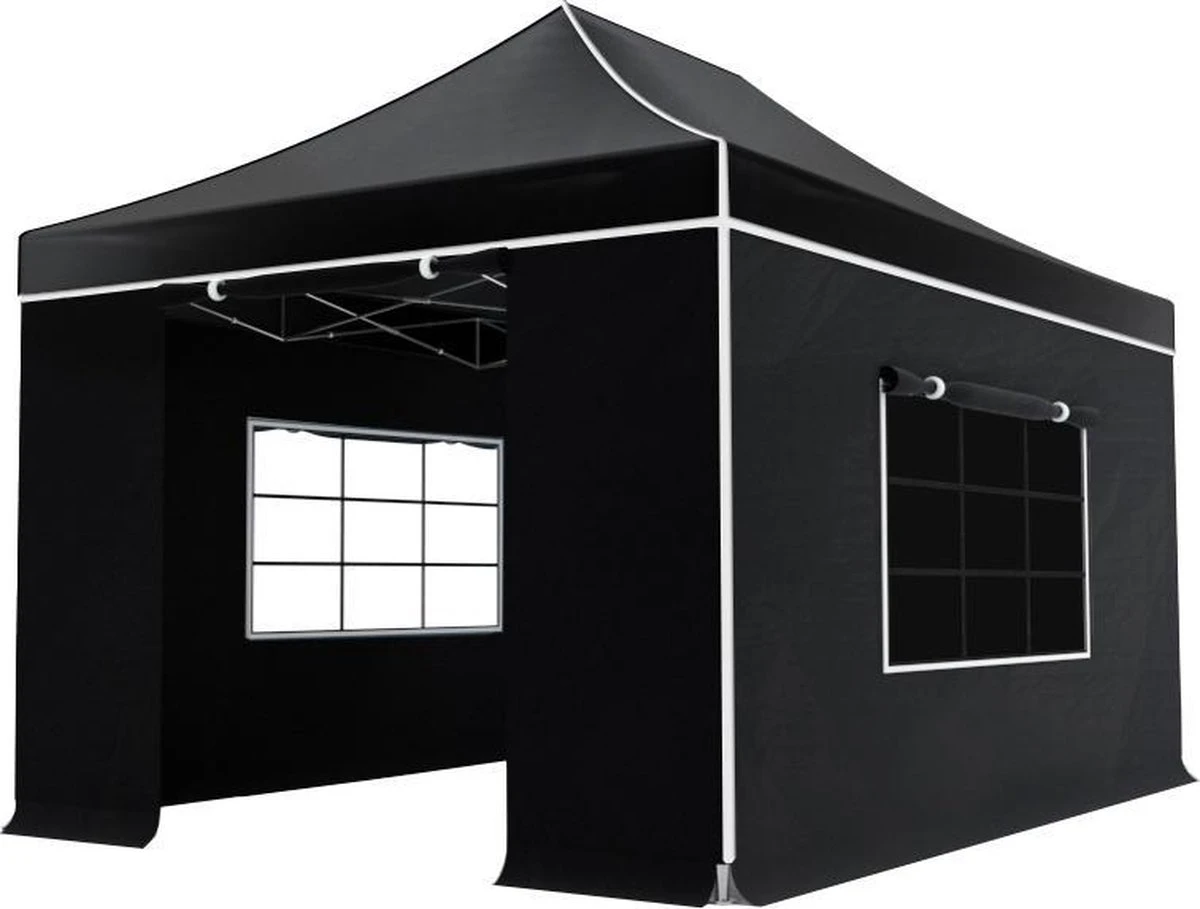 Easy Up 3x4,5m Zwart Luxe Partytent Opvouwbaar 3 Easy Up 3x4,5m Zwart Luxe Partytent Opvouwbaar