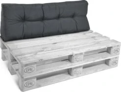 Beautissu Style – Palletkussen Set – 1x Zitkussen 120x80 Cm & 1x Rugkussen 120x40 Cm – Graphiet Grijs -Tuinmeubelen Winkel 1200x913 3