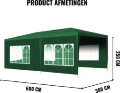 Merkloos Partytent - Paviljoen Opvouwbaar - Easy Up Tuintent Met Zijpanelen - Groen/ 6m X 3m/ 120g/m² -Tuinmeubelen Winkel 1200x931