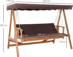 Outsunny Hollywoodschommel Hout Tuinschommel Schommelbank Ligfunctie 3 Personen 84A-185 -Tuinmeubelen Winkel 1200x936 2