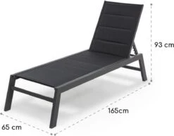 Blumfeldt Renazzo Lounge Ligstoel - Ligbed Voor De Tuin - Aluminium Tuinstoel - 6 Standen - Waterafstotend - Bekleding Van 70 % Pvc En 30 % Polyetheen - Zwart -Tuinmeubelen Winkel 1200x940 1