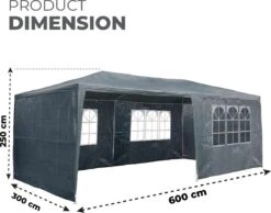 MaxxGarden Partytent - Paviljoen - 3x6m - Incl. Zijwanden - Waterdicht - Antraciet -Tuinmeubelen Winkel 1200x943 5