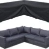 BOTC Tuinbank Beschermhoes - Beschermhoes Voor Hoekbank - Premium Tuinbank Beschermhoes - L-vorm - 300/98 X 300/98 X 70cm - Zwart -Tuinmeubelen Winkel 1200x950