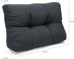 Palletkussen Basic Comfort Rugdeel Halve Pallet Lengte Grijs 60x40x10/20cm -Tuinmeubelen Winkel 1200x955