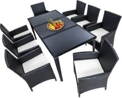 Tectake - Tuinmeubelset - 8 Persoons - Zwart -Tuinmeubelen Winkel 1200x967 2