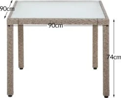 Casaria Polyrattan Tuinset - 4 Stoelen & Tafel 90x90 Cm - Beige Grijs -Tuinmeubelen Winkel 1200x972 8