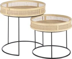 Mica Decorations Leandro Bijzettafel - Set Van 2 - H45 X Ø45 Cm - Zwart -Tuinmeubelen Winkel 1200x983 3