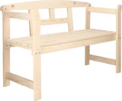 Merkloos Springos Tuinbank | Tuinbankje | Zitbank Buiten | Naaldhout | 119 X 78 X 45 Cm | Licht -Tuinmeubelen Winkel 1200x989