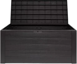 Merkloos Woody Tuin Opbergbox - 324 Liter 45x120x60 Cm - Tuinkussenbox - Antraciet/bruin -Tuinmeubelen Winkel 1200x996