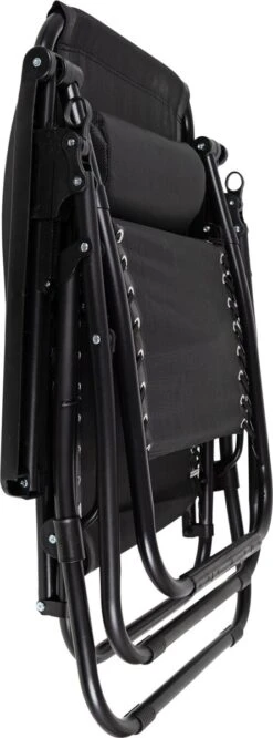 Luxe Ligstoel Met Hoofdsteun & Voetsteun - Verstelbare Rugleuning - Zonnebed Relaxstoel Voor Tuin/Terras/Strand/Balkon/Zwembad/Camping - Inklapbaar - Weerbestendig - Zwart -Tuinmeubelen Winkel 445x1200