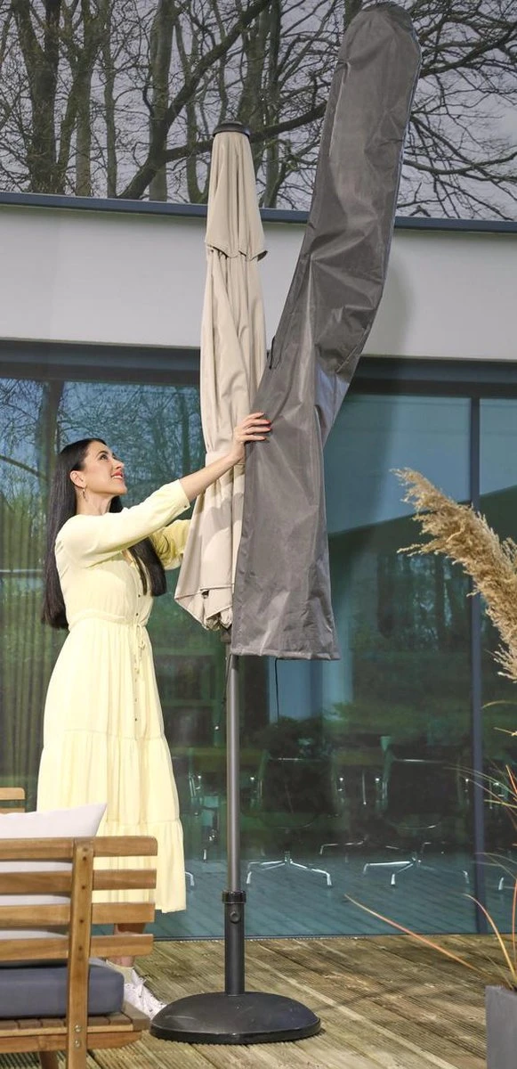 Weersbestendige Parasolhoes - Rond & Vierkant - Max. 3 X 3 M - Grijs / Antraciet - Stokparasol 8 Weersbestendige Parasolhoes - Rond & Vierkant - Max. 3 X 3 M - Grijs / Antraciet - Stokparasol - Afbeelding 6