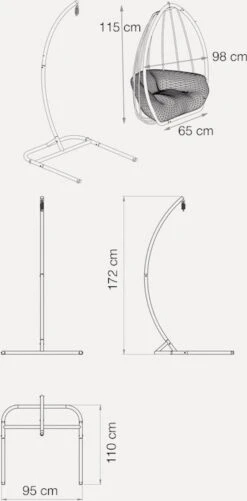 Pochon Home - Egg Hangstoel Met Standaard - Ergonomisch - Capuccino - Incl. Kussen - Egg Chair Binnen En Buiten -Tuinmeubelen Winkel 592x1200