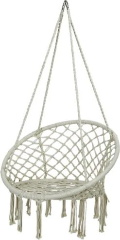 Macramé Hangstoel Beige - Beige Hangstoel - Hangstoel Touw - Hangstoel - Tot 110KG - Eenpersoons Hangstoel - Hang Stoel 1 Persoon - Hangstoel Voor Binnen - Hangstoel Zonder Standaard - Hangstoel Buiten -Tuinmeubelen Winkel 603x1200