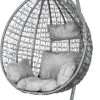 Hangstoel - Ei Stoel - Met Grijze Standaard & Kussens - Tot 125kg 2 Hangstoel - Ei Stoel - Met Grijze Standaard & Kussens - Tot 125kg -Tuinmeubelen Winkel 609x1200
