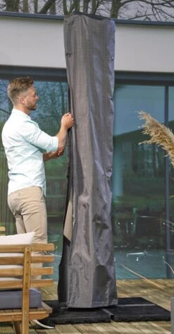 Weersbestendige Parasolhoes - Max. 4 X 4 M - Grijs / Antraciet - Zweefparasol -Tuinmeubelen Winkel 627x1200