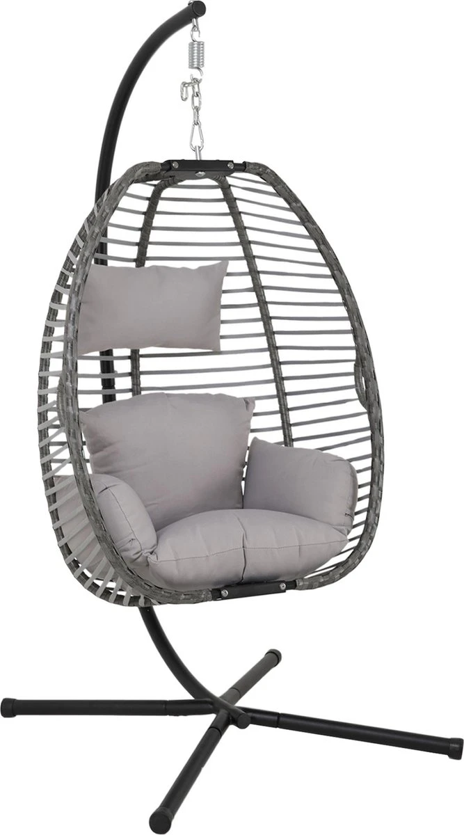 Lowander Egg Hangstoel Cocoon - Voor Binnen & Buiten - Met Standaard - Incl. Kussens 3 Lowander Egg Hangstoel Cocoon - Voor Binnen & Buiten - Met Standaard - Incl. Kussens