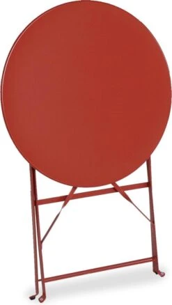 Emilia - Ronde Inklapbare Bistrotafel Ø60cm Van Gepoedercoat Staal – Terra Cotta -Tuinmeubelen Winkel 677x1200