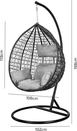 Hangstoel - Ei Stoel - Met Frame - Zwart Beige - Tot 125 Kg -Tuinmeubelen Winkel 700x1200