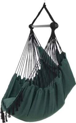 Vita5 XXL Hangstoel | Binnen&Buiten Hangnest | Incl. 2 Kussens En Boekenvak | Volwassenen&Kinderen | Hangmatstoel Tot 225kg | Donkergroen -Tuinmeubelen Winkel 742x1200