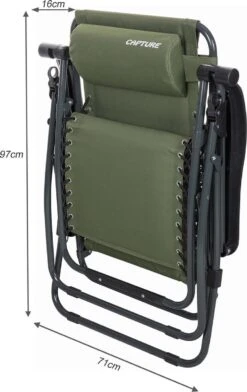 Capture Outdoor, Opklapbare Luxe Ligstoel "Relax RZ-1", Verstelbare Rugleuning, Luxe Armleuningen, Opgespannen Gevoerd Doek, Afneembaar Kussen, … -Tuinmeubelen Winkel 757x1200