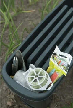 Nature - Tuinkruk 2-in-1 - Tuinzit/-knielkruk - Tuin Werkbank - Grijs - H34 X 66 X 25cm -Tuinmeubelen Winkel 805x1200