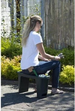 Nature - Tuinkruk 2-in-1 - Tuinzit/-knielkruk - Tuin Werkbank - Grijs - H34 X 66 X 25cm -Tuinmeubelen Winkel 814x1200