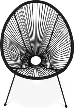 Set Van 2 Design Stoelen Ei-vormig - Acapulco Zwart - Stoelen 4 Poten Retro Design, Plastic Koorden, Binnen/buiten -Tuinmeubelen Winkel 830x1200