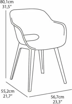 Allibert Akola Tuinstoelen - 2 Stuks -56,5x55x80cm - Donkergrijs -Tuinmeubelen Winkel 834x1200