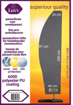 Parasolhoes Voor Zweefparasol–Waterdicht-met Rits En Stok-Superieure Kwaliteit-280cm X 81cm -Tuinmeubelen Winkel 839x1200