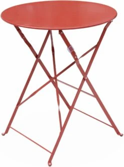 Emilia - Ronde Inklapbare Bistrotafel Ø60cm Van Gepoedercoat Staal – Terra Cotta -Tuinmeubelen Winkel 887x1200 1