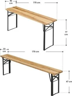 Merkloos Biertafelset / Bierbank - 3-delig - 170cm -Tuinmeubelen Winkel 905x1200