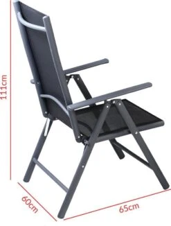 Tuinset 4 + 1 Klapstoelen Tuintafel – Aluminium 80x80cm - Grijs -Tuinmeubelen Winkel 910x1200