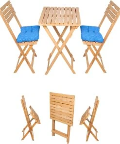 SiRaC - Houten Tuinset - Balkonset - 3-delig - Met Paarse Kussens - Natuurlijke Hout - Balkon Meubelen - 2 Persoons Balkonset - Twee Stoelen En Bijzettafel - Hout -Tuinmeubelen Winkel 998x1200 2